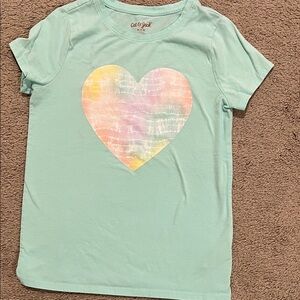 Cat & Jack Aqua T-Shirt with Pastel Heart